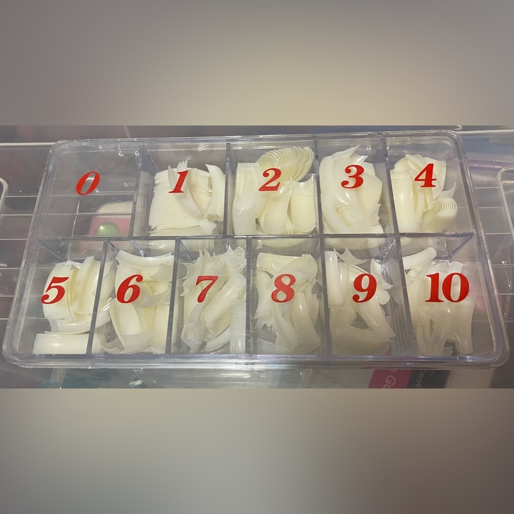 Long Square Straight Nail Tips  With Tip Container